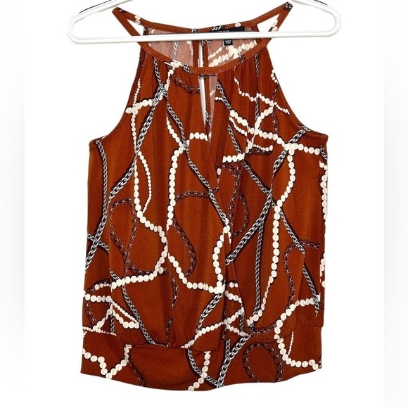 STUDIO by JPR Surplice Halter Tank with Pearls and Chains Design, Size XS - Picture 2 of 9